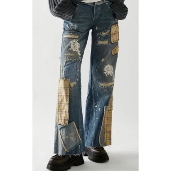 Free People Pants - Free People Gemini Patchwork Jeans Size 28 Pristine Condition‎